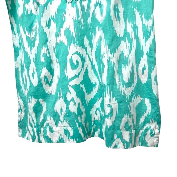 Brooks Brothers 346 Womens Sz XS Teal Green Beaded Tropical Blouse Shirt Top - Picture 7 of 10